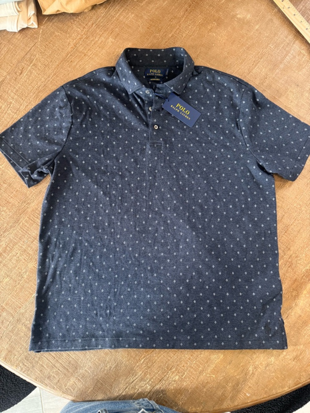 Polo Ralph Lauren Custom Slim Fit Geometric Diamond Print Polo Shirt L